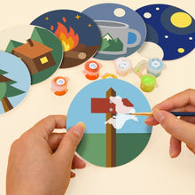 Cargar imagen en el visor de la galería, Pintar por números Posavasos 10cm (6 piezas) - Noches de camping