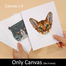 Cargar imagen en el visor de la galería, Mini Diamond Painting 15x20cm (4 piezas) - Amigos Felinos