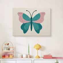 Cargar imagen en el visor de la galería, Punch Needle Kit con marco - Mariposa Azul Celeste