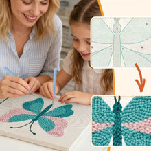 Cargar imagen en el visor de la galería, Punch Needle Kit con marco - Mariposa Azul Celeste
