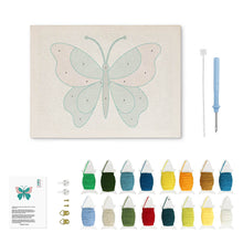 Cargar imagen en el visor de la galería, Punch Needle Kit con marco - Mariposa Azul Celeste