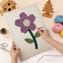 Cargar imagen en el visor de la galería, Punch Needle Kit con marco - Flor Primaveral Suave