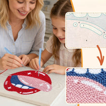 Cargar imagen en el visor de la galería, Punch Needle Kit con marco - Labios Pop Art