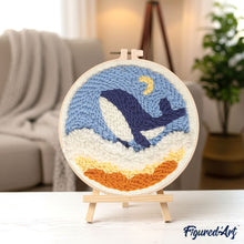 Cargar imagen en el visor de la galería, Punch Needle Ballena azul cielo