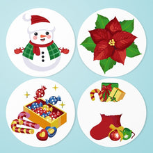 Cargar imagen en el visor de la galería, Pintar por números Salvamenteles 20 cm (4 piezas) - Muñeco de Nieve, Flor de Pascua y Regalos Figured'Art