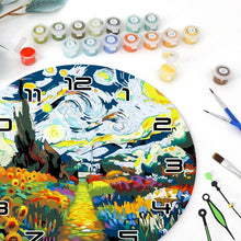 Cargar imagen en el visor de la galería, Reloj de Pintar por Números - Noche estrellada y Girasoles