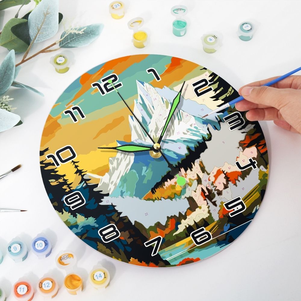 Reloj de Pintar por Números - Montaña al Atardecer