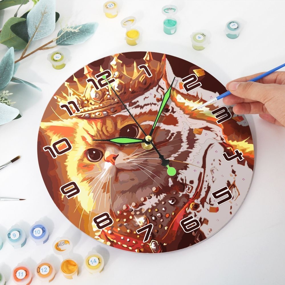 Reloj de Pintar por Números - Gato Real