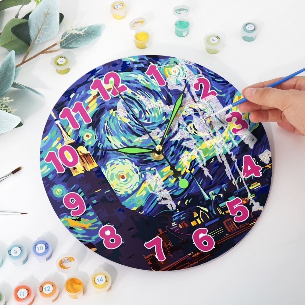 Reloj de Pintar por Números - La Noche Estrellada