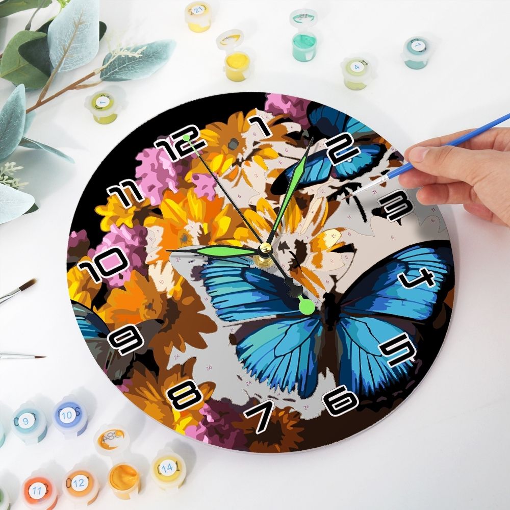 Reloj de Pintar por Números - Mariposas y Flores