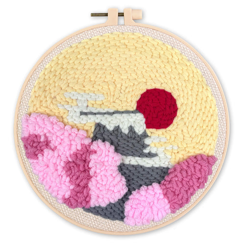 Punch Needle Sol naciente y sakura