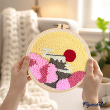 Cargar imagen en el visor de la galería, Punch Needle Sol naciente y sakura