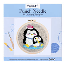 Cargar imagen en el visor de la galería, Punch Needle Mamá y bebé pingüino