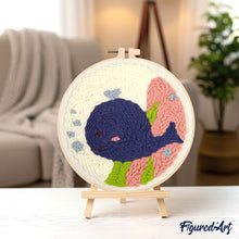 Cargar imagen en el visor de la galería, Punch Needle Ballena azul sonriente