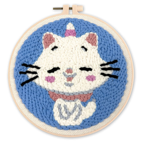 Punch Needle Gato unicornio