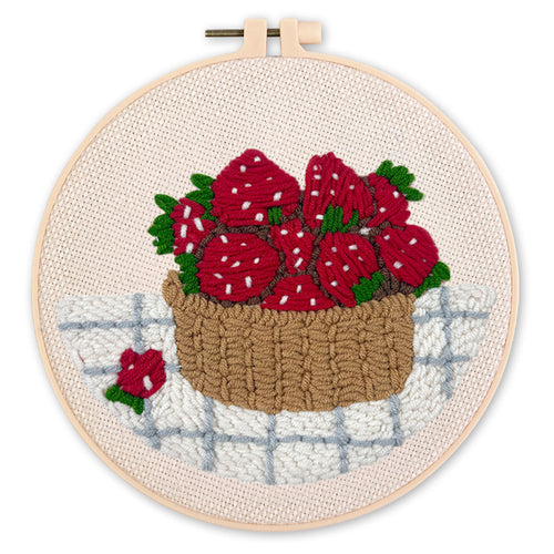 Punch Needle Cesta de fresas