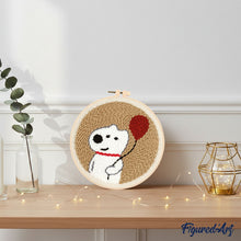 Cargar imagen en el visor de la galería, Punch Needle Perro blanco y globo