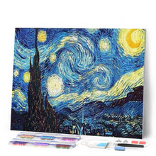 Cargar imagen en el visor de la galería, Punto de Cruz Diamante - Noche estrellada 40x50cm con bastidor montado