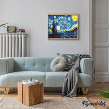 Cargar imagen en el visor de la galería, Punto de Cruz Diamante - Noche estrellada 40x50cm con bastidor montado