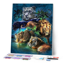 Cargar imagen en el visor de la galería, Punto de Cruz Diamante - Diamond Painting - Los animales de la selva 40x50cm con bastidor montado