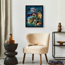 Cargar imagen en el visor de la galería, Punto de Cruz Diamante - Diamond Painting - Los animales de la selva 40x50cm con bastidor montado