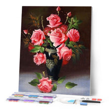 Cargar imagen en el visor de la galería, Punto De Cruz Diamante - Punto De Cruz Diamante - Florero De Rosas - Figuredart - Flores Punto De Cruz Diamante Flores