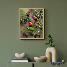 Cargar imagen en el visor de la galería, Punto De Cruz Diamante - Punto De Cruz Diamante - Loros En Una Rama - Figuredart - Loros Mascotas Punto De Cruz Diamante Animales Pájaros