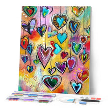 Cargar imagen en el visor de la galería, Punto de Cruz Diamante - Diamond Painting - Corazones 40x50cm con bastidor montado