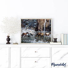 Cargar imagen en el visor de la galería, Punto De Cruz Diamante - Punto De Cruz Diamante - Caballos En El Río - Figuredart - Caballos Mascotas Paisajes Punto De Cruz Diamante