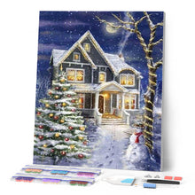 Cargar imagen en el visor de la galería, Punto De Cruz Diamante - Punto De Cruz Diamante - Casa Decorada Para La Navidad - Figuredart - Navidad Paisajes Punto De Cruz Diamante