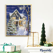 Cargar imagen en el visor de la galería, Punto De Cruz Diamante - Punto De Cruz Diamante - Casa Decorada Para La Navidad - Figuredart - Navidad Paisajes Punto De Cruz Diamante