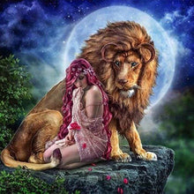 Cargar imagen en el visor de la galería, Punto De Cruz Diamante - Punto De Cruz Diamante - El León Y La Mujer - Figuredart - Leones Mascotas Punto De Cruz Diamante Animales
