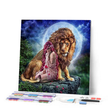 Cargar imagen en el visor de la galería, Punto De Cruz Diamante - Punto De Cruz Diamante - El León Y La Mujer - Figuredart - Leones Mascotas Punto De Cruz Diamante Animales