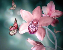Cargar imagen en el visor de la galería, Punto De Cruz Diamante - Punto De Cruz Diamante - La Mariposa Y De La Orquídea - Figuredart - Flores Mariposas Mascotas Punto De Cruz