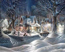Cargar imagen en el visor de la galería, Punto De Cruz Diamante - Punto De Cruz Diamante - Casas En La Noche - Figuredart - Paisajes Punto De Cruz Diamante Paisajes