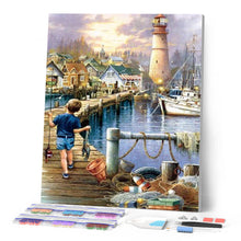 Cargar imagen en el visor de la galería, Diamond Painting - Niño caminando en el puerto