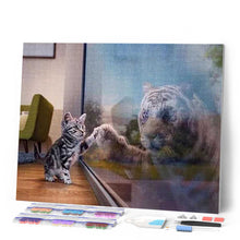 Cargar imagen en el visor de la galería, Punto De Cruz Diamante - Punto De Cruz Diamante - Gatito Reflexión Tigre - Figuredart - Gatos Mascotas Punto De Cruz Diamante Animales