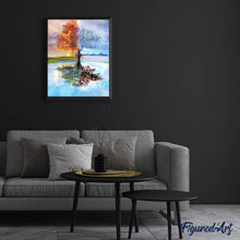 Cargar imagen en el visor de la galería, Punto de Cruz Diamante - Diamond Painting - 4 estaciones de árboles 3 40x50cm con bastidor montado