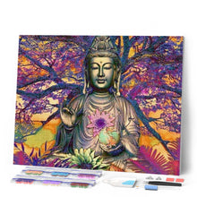 Cargar imagen en el visor de la galería, Diamond Painting - Estatua de Buda frente a un gran árbol