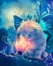 Cargar imagen en el visor de la galería, Diamond Painting - Pequeño gato curioso y flor mágica