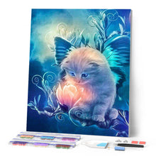 Cargar imagen en el visor de la galería, Diamond Painting - Pequeño gato curioso y flor mágica