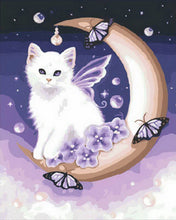 Cargar imagen en el visor de la galería, Diamond Painting - Gato y luna creciente