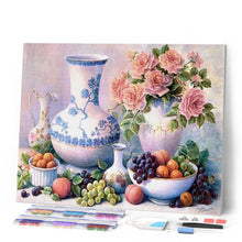 Cargar imagen en el visor de la galería, Punto De Cruz Diamante - Punto De Cruz Diamante - Jarrones Y Frutas - Figuredart - Cocina Flores Punto De Cruz Diamante Cocina Punto De Cruz
