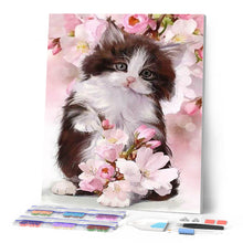 Cargar imagen en el visor de la galería, Punto De Cruz Diamante - Punto De Cruz Diamante - Gato Y Flores - Figuredart - Flores Gatos Mascotas Punto De Cruz Diamante Animales