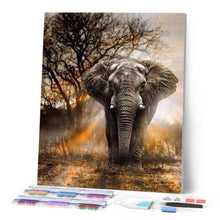 Cargar imagen en el visor de la galería, Punto de Cruz Diamante - Diamond Painting - Elefante en la Sabana 40x50cm con bastidor montado
