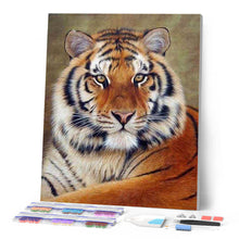 Cargar imagen en el visor de la galería, Punto de Cruz Diamante - Diamond Painting - Ojo de Tigre 40x50cm con bastidor montado