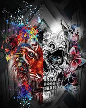 Cargar imagen en el visor de la galería, Punto De Cruz Diamante - Punto De Cruz Diamante - León Y Cráneo - Figuredart - Leones Mascotas Punto De Cruz Diamante Animales