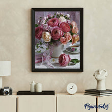 Cargar imagen en el visor de la galería, Punto de Cruz Diamante - Diamond Painting - Ramo de Rosas 40x50cm con bastidor montado