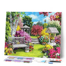 Cargar imagen en el visor de la galería, Punto de Cruz Diamante - Diamond Painting - Niza Jardín 40x50cm con bastidor montado