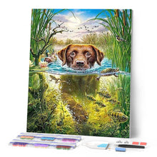 Cargar imagen en el visor de la galería, Punto De Cruz Diamante - Punto De Cruz Diamante - Perro En La Corriente - Figuredart - Mascotas Perros Punto De Cruz Diamante Animales